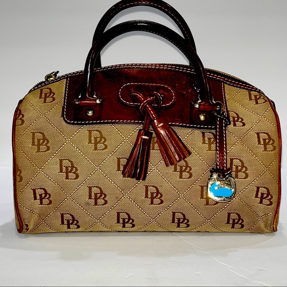 Dooney & Bourke Bags Dooney And Bourke Fabric Signature Barrel Purse With Leather Tassels 0